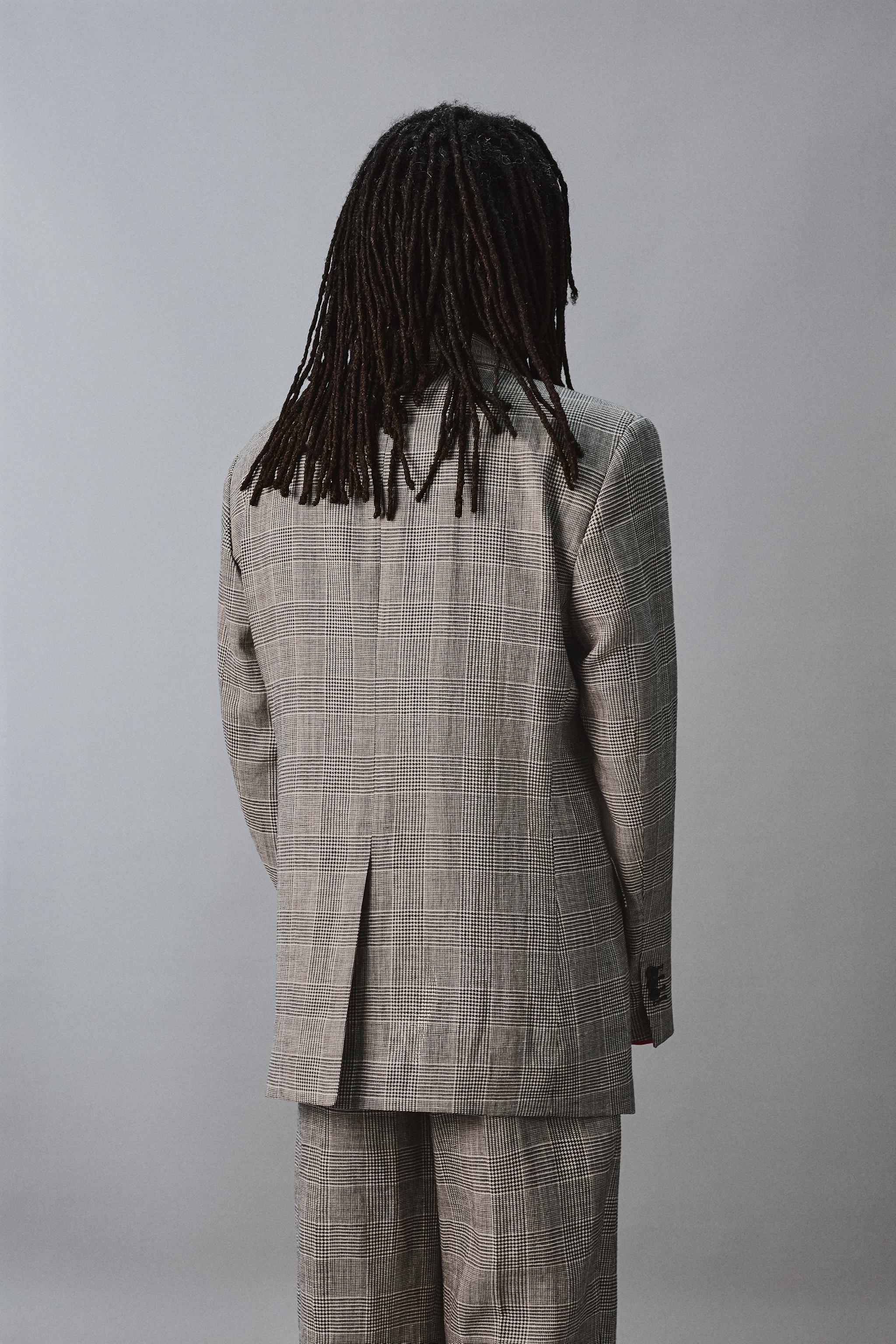 VESTE CROISÉE COSTUME CARREAUX LAINE - LIN AARON LEVINE X ZARA